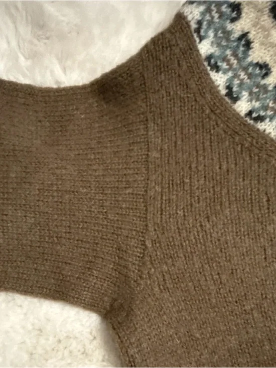 Women's Brown Button-Front Yoke Cardigan Sweater - Picture 4 of 4